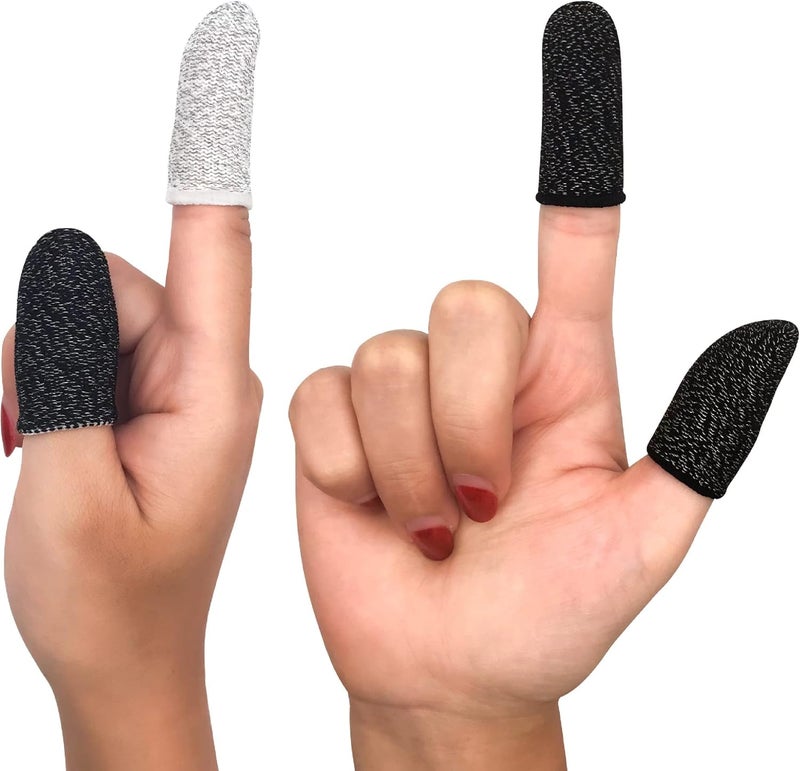 CNHIDEE Gaming Gloves Gaming Finger Sleeves for Mobile Gaming, 4 PCS 0.3 mm Silver Fiber, Anti Sweat, Extremely Thin,Breathable Seamless Touchscreen Finger Cover Thumb Sleeve Fit Phone Game Tablet Devices - Image 5